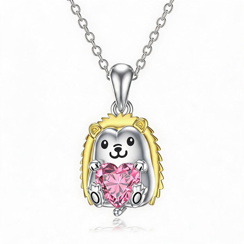 Sterling Silver 12 Month Birthstones Hedgehog Pug Fox Otter Pendant Necklace Gifts for  Birthday, Christmas, Graduation