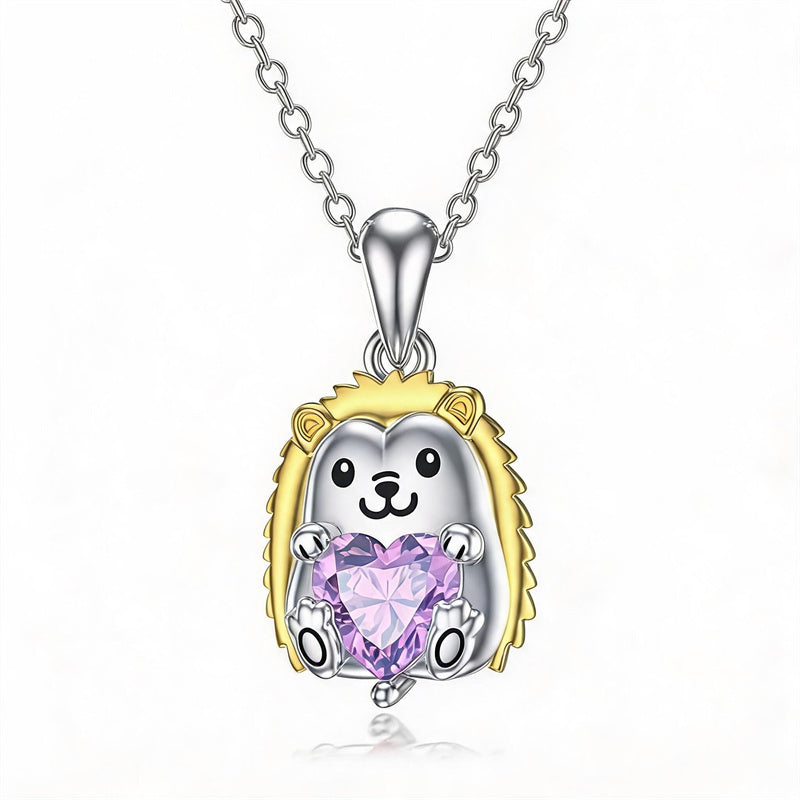 Sterling Silver 12 Month Birthstones Hedgehog Pug Fox Otter Pendant Necklace Gifts for  Birthday, Christmas, Graduation