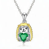 Sterling Silver 12 Month Birthstones Hedgehog Pug Fox Otter Pendant Necklace Gifts for  Birthday, Christmas, Graduation