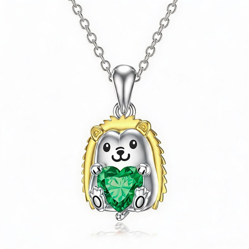 Sterling Silver 12 Month Birthstones Hedgehog Pug Fox Otter Pendant Necklace Gifts for  Birthday, Christmas, Graduation