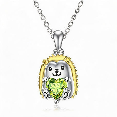 Sterling Silver 12 Month Birthstones Hedgehog Pug Fox Otter Pendant Necklace Gifts for  Birthday, Christmas, Graduation