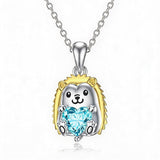 Sterling Silver 12 Month Birthstones Hedgehog Pug Fox Otter Pendant Necklace Gifts for  Birthday, Christmas, Graduation