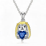 Sterling Silver 12 Month Birthstones Hedgehog Pug Fox Otter Pendant Necklace Gifts for  Birthday, Christmas, Graduation
