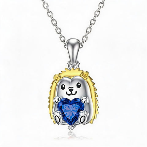 Sterling Silver 12 Month Birthstones Hedgehog Pug Fox Otter Pendant Necklace Gifts for  Birthday, Christmas, Graduation