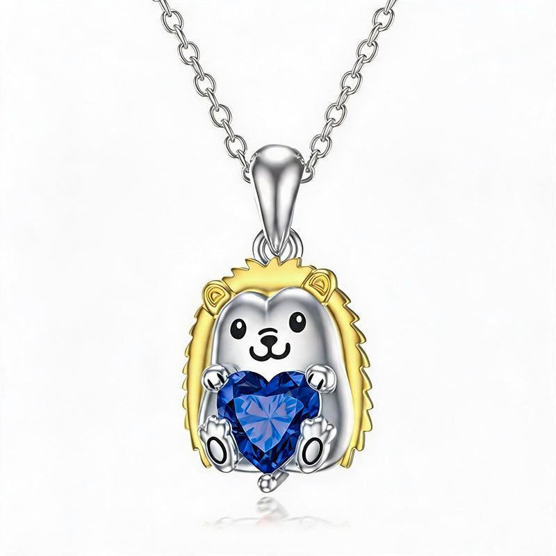Sterling Silver 12 Month Birthstones Hedgehog Pug Fox Otter Pendant Necklace Gifts for  Birthday, Christmas, Graduation