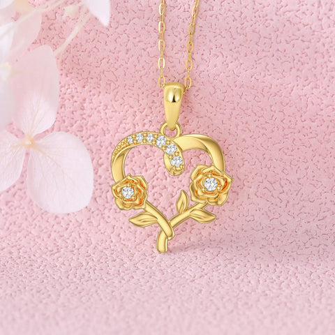 14k Gold Birth Flower Pendant Necklace