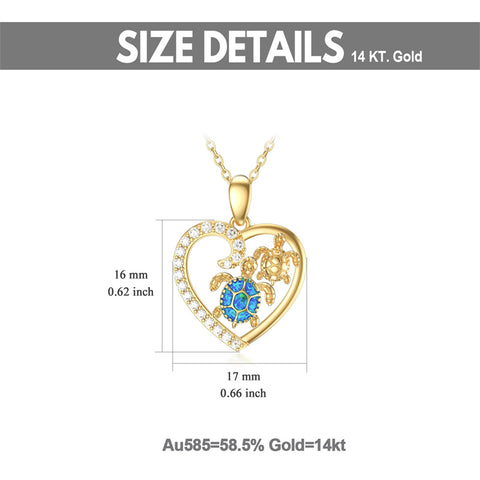 14K Gold Sea Turtle & Mother and Child Pendant Necklaces