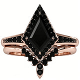 Sterling Silver 10K  14K  18K Gold 1CT-4CT Black Onyx Engagement Ring Gothic Wedding Promise Ring