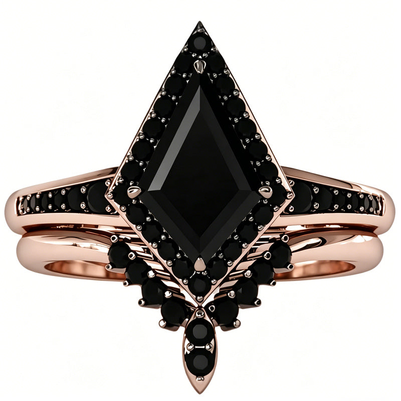 Sterling Silver 10K  14K  18K Gold 1CT-4CT Black Onyx Engagement Ring Gothic Wedding Promise Ring