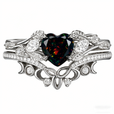 Sterling Silver 10K  14K  18K  Gold Personalized Engraved Black Opal Engagement Wedding Promise Ring for Her