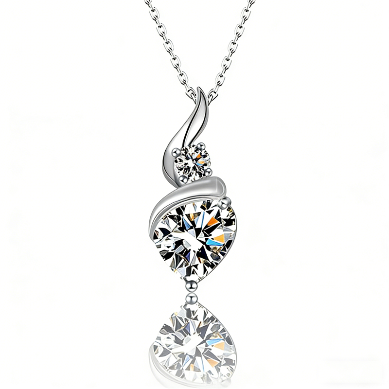 Sterling Silver 1CT Heart Moissanite Pendant Necklace