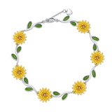 Sunflower Bracelet Sterling Silver Flower Adjustable Link Bracelet for Women Girl