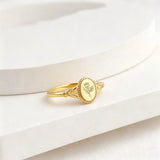 Sterling Silver Personalized Birth Flower Ring for Women