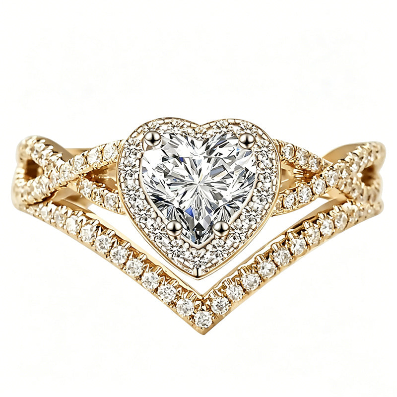 Sterling Silver 10K 14K 18K Gold 1CT-4CT Heart Round Teardrop Oval Moissanite Engagement Rings Set for Women