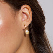 Dainty Shell Earrings Gold Hanging Earrings Tiny Pearl Hoops Shell Earrings Gold Earrings for Women