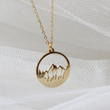 14K Gold Mountain Necklace Wanderlust Necklace Forest Necklace