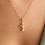 Sterling Silver 5A Cubic Zirconia Cross Pendant Necklace