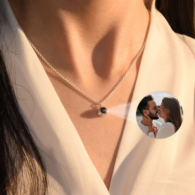 Personalized Projection Necklace Customized Photo Necklace Memorial Pendant Christmas Gift for Her