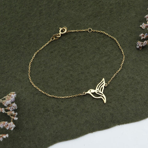 925 Sterling Silver Hummingbird Bracelet Birthstone Tiny Hummingbird Bracelet Gift For Her