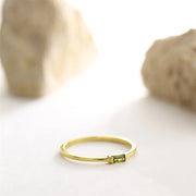14K Solid Gold Baguette Birthstone Ring