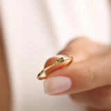 14K Solid Gold Baguette Birthstone Ring