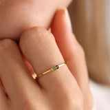14K Solid Gold Baguette Birthstone Ring