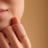 14K Solid Gold Baguette Birthstone Ring