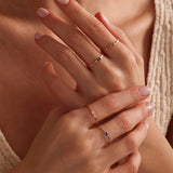 14K Solid Gold Baguette Birthstone Ring