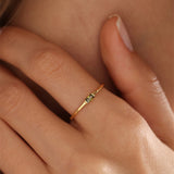 14K Solid Gold Baguette Birthstone Ring