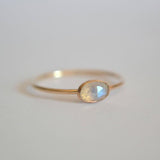 Gold Oval Ring Gold Moss Agate Ring Moonstone Ring 925 Sterling Silver Ring for Women