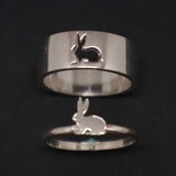 Silver Rabbit Promise Ring for Couples - Rabbit Jewelry, Bunny Ring, Alternative Matching Simple Animal Ring, Easter Bunny,Mother's Day Gift