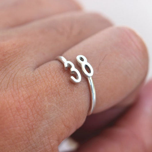 Sterling Silver Personalized Number Ring– romanticwork