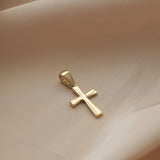 14K Gold Minimal Cross Pendant Religious Necklace Jewelry for Women and Men