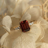 Natural Green Emerald Cut Prasiolite RingsAnniversary Birthday Gift For Her