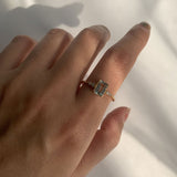 Natural Green Emerald Cut Prasiolite RingsAnniversary Birthday Gift For Her