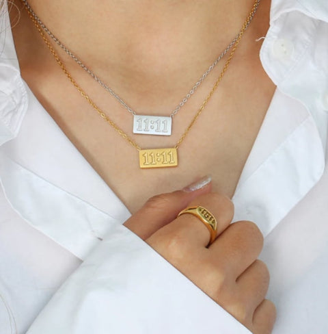 Stainless Steel 1111 Angel Number Pendant Necklace