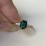 Vintage Emerald Engagement Ring 10k 14k 18k Solid Gold Green Gemstone Unique Promise Wedding Statement Jewelry