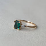 Natural Green Emerald Cut Prasiolite RingsAnniversary Birthday Gift For Her