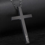Personalized Cross Necklace Men Women Custom Engraved Name Pendant Necklaces Fathers Day Gifts for Dad Him