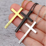 Personalized Cross Necklace Men Women Custom Engraved Name Pendant Necklaces Fathers Day Gifts for Dad Him