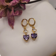 Gold Filled Dangle Heart Earrings ,Christmas Gift, Hypoallergenic
