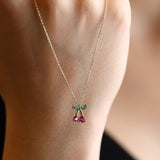 14K Gold Cherry Pendant Necklace