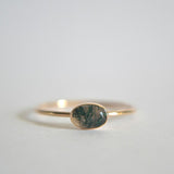 Gold Oval Ring Gold Moss Agate Ring Moonstone Ring 925 Sterling Silver Ring for Women