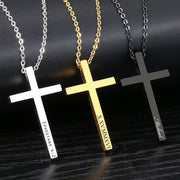 Personalized Cross Necklace Men Women Custom Engraved Name Pendant Necklaces Fathers Day Gifts for Dad Him