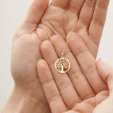 Tree of Life Necklace  14k Solid Gold Family Necklace Medallion Tree Pendant  Dainty Rose Gold Chain  Tree of Life Charm  Unique Gift