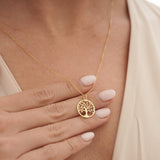 Tree of Life Necklace  14k Solid Gold Family Necklace Medallion Tree Pendant  Dainty Rose Gold Chain  Tree of Life Charm  Unique Gift