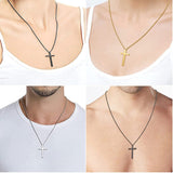 Personalized Cross Necklace Men Women Custom Engraved Name Pendant Necklaces Fathers Day Gifts for Dad Him