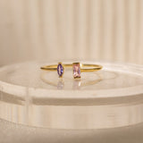 Duo Birthstone Ring  Baguette & Marquise Gemstone Ring  Handmade Jewelry Best Friend Gift Christmas Gifts