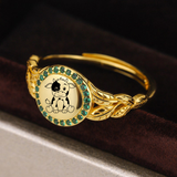 Sterling Silver Cute Cow Ring Animal Ring Gift Ring Adjustable Ring