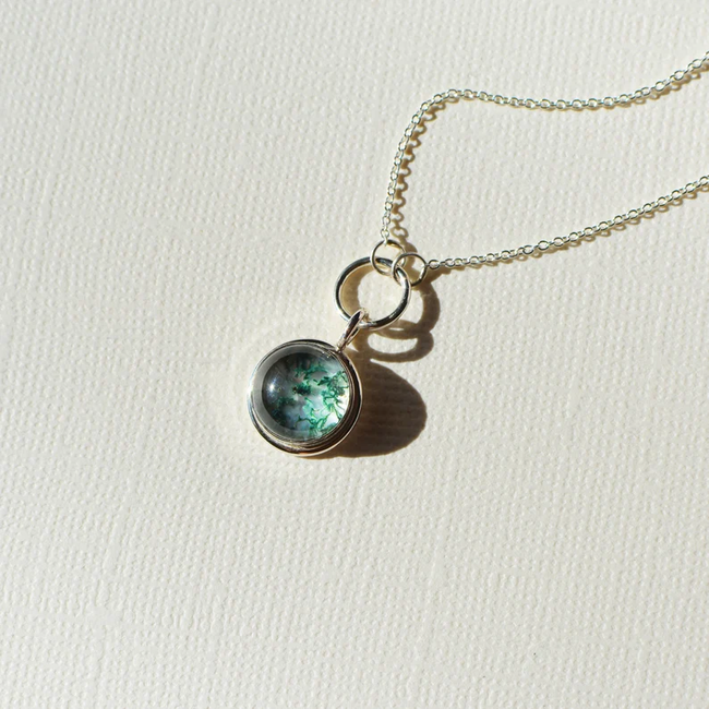 Sterling Silver Moss Agate Necklace Gift Necklace